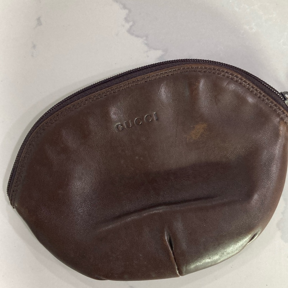 Vintage leather gucci coin pouch